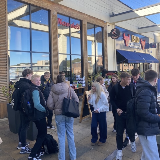 Students outside Nando's